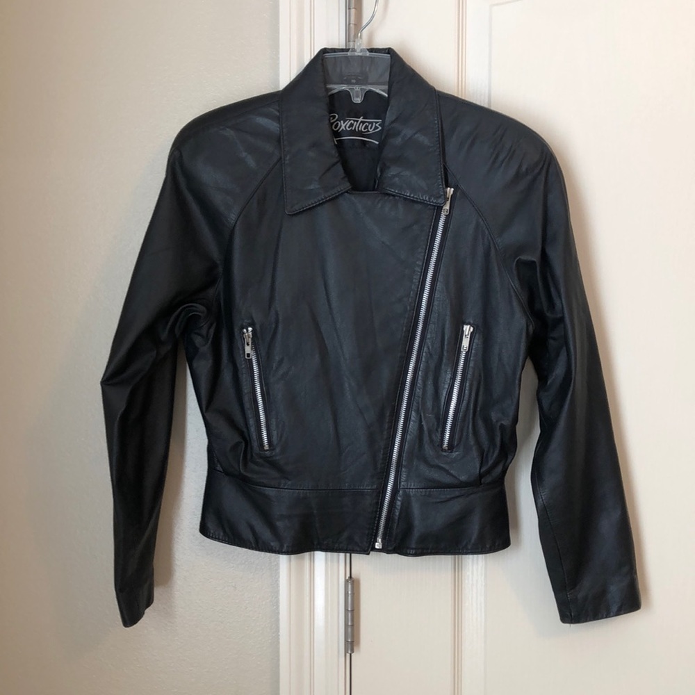 Roxciticus | Vintage leather moto zipper jacket